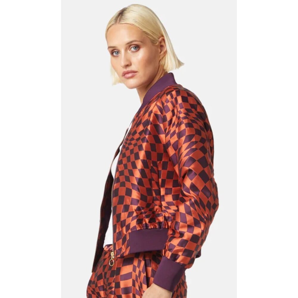 Gorman Bomber Jacket in Orange & Purple Jacquard, Size 6, Like New - Picture 16 of 16